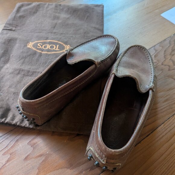 TOD'S Italian Leather Loafers 6.5 Brown Leather Driving Moc - Picture 6 of 10